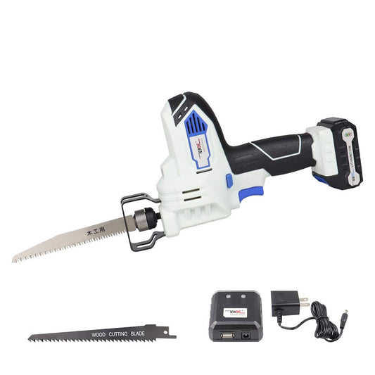 12V Cordless Reciprocating Saw with 2x Wood Blades Includes 2.0Ah Battery, Smart Charger and USB Power Source - WoodArtSupply