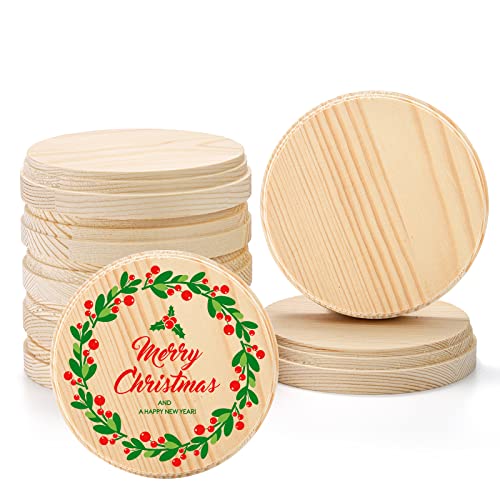 Okllen 8 Pack Round Wooden Plaques for Craft Projects, 4" Natural Pine Unfinished Wood Plaques Base Craft Wood Kit for DIY Display Painting, Home - WoodArtSupply