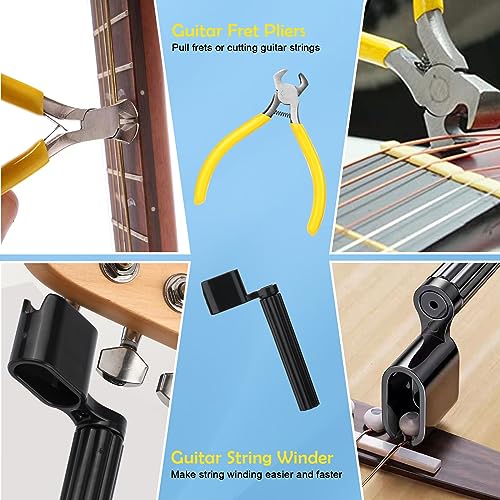 72 PCS Guitar Tool Kit for Set Up, Intonation Adjustment and Repair, Guitar Maintenance Kit for Guitar Bass Banjo and Ukulele, Guitar Gift for Guitar Giwaelro