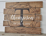 Personalized Printed Wood Family Name Sign With Rustic Pallet Monogram 15x18 MRC Wood Products