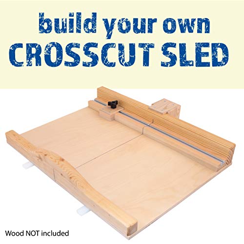 Fulton DIY Table Saw Crosscut Sled Kit with 2 UHMW Bars 2 Aluminum Tracks 1 Knob and 1 Bolt along with Full Color HOW TO BUILD YOUR OWN Crosscut Sled - WoodArtSupply