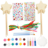 VILLCASE 1 Set Painting Materials Wooden Princess Wand DIY Painting Toy Homemade Fairy Wand Wood Fairy Stick DIY Wand Star Wand Unfinished Wood Wand VILLCASE