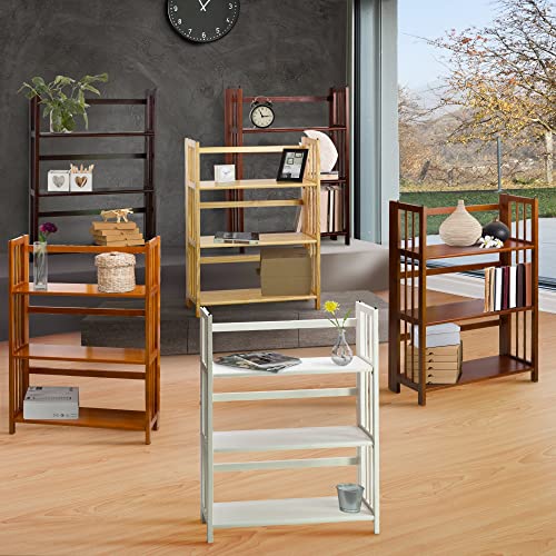 Casual Home 3-Shelf Folding Stackable Bookcase (27.5" Wide)-Natural Casual Home