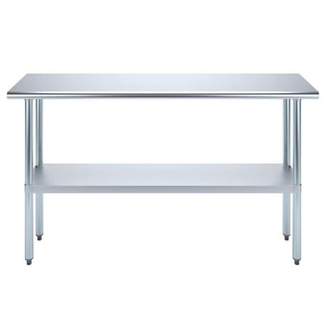 AmGood 14" X 60" Stainless Steel Work Table | Metal Kitchen Food Prep Table | NSF AmGood