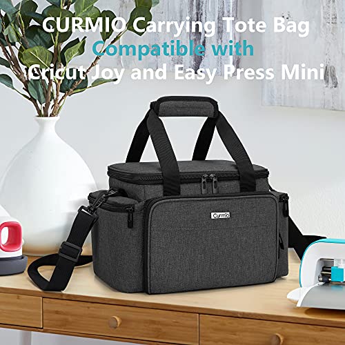 CURMIO Carrying Case Compatible for Cricut Joy and Easy Press Mini, Tote Bag with Inner Divider for Joy Machine and Craft Tools, Bag Only, Black - WoodArtSupply