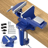 Shangyoyi 2-in-1 Bench Vise For Workbench 3.2"- Multi-functional Portable 360° Swivel Base Clamp On Vice/Table Vise For Woodworking, Cutting Conduit, Shangyoyi