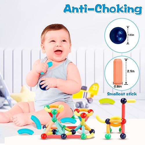 DMOIU Magnetic Building Blocks STEM Educational Toy for Kids Montessori Learning Sticks and Balls, Sensory Activities Toys for Toddlers, Gift for DMOIU