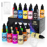 Airbrush Paint Set - 26 Colors Airbrush Paint, Ready to Spray, Water Based Acrylic Airbrush Paint Kit for Metal, Plastic Models, Leather - 0.7fl oz SigWong