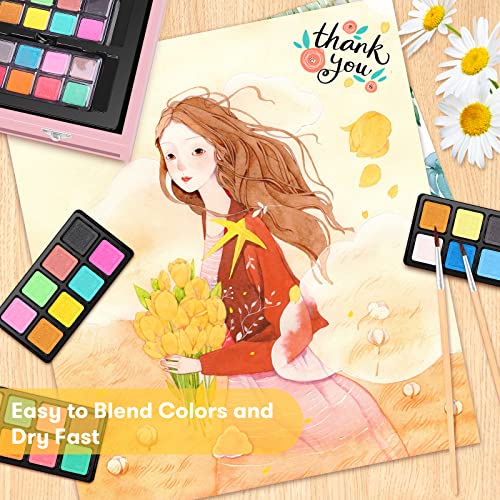 iBayam Art Supplies, 150-Pack Deluxe Wooden Art Set Crafts Drawing Painting Kit with 1 Coloring Book, 2 Sketch Pads, Creative Gift Box for Adults iBayam