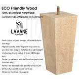 La Vane 8 inch Wooden Furniture Legs, Set of 4 Solid Wood Square Unfinished Mid-Century Modern Replacement Bun Feet with Pre-Drilled 5/16 Inch Bolt & La Vane