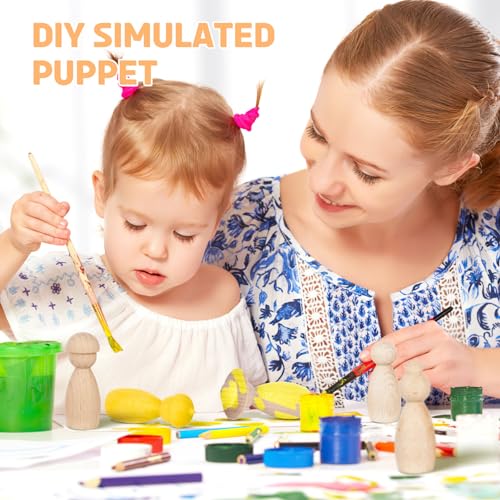 BESPORTBLE 5pcs Wood Peg Dolls Unfinished Wooden Family People Dolls DIY People Bodies Figures Puppet Ornaments for Painting Craft Art Projects Role BESPORTBLE