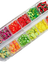 AKOAK 2 Boxes of Crystal Mash Clay Strip Flowers Fruit Slices Apples, Strawberries, Watermelons Nail Crafts Making, Decorations Scrapbook DIY Crafts AKOAK