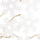 Rustic Wooden Snowflake Christmas Ornaments - 12 Old Fashion White Wood Snowflake Ornaments with Jute String Hangers for Christmas Tree Garland or Factory Direct Craft