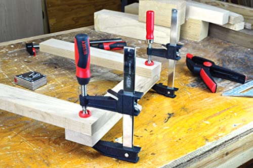 Bessey BESSEY GSCC4PK-C Clamp Set for Woodworking, F-style with Wood Handle, Replaceable Pads, 2 x 6 In and 2 x 12 In, 600 lb, Red/Black/Silver Bessey