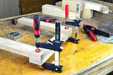 Bessey BESSEY GSCC4PK-C Clamp Set for Woodworking, F-style with Wood Handle, Replaceable Pads, 2 x 6 In and 2 x 12 In, 600 lb, Red/Black/Silver Bessey