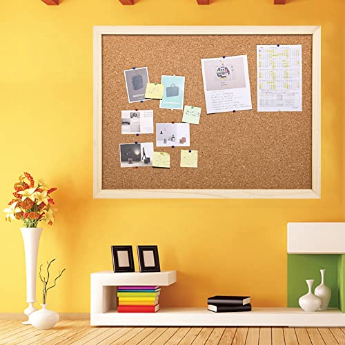 2 Pack Cork Board Bulletin Board, 15.7"X 12" pin Boards for Walls, Oak Wood Finish Frame, Wall Mounted Cork Board for Office Home and School(Pins, BGJRBY