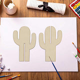 Creaides 12pcs Cactus Wood DIY Crafts Cutouts Wooden Cactus Tabletop Decoration for DIY Projects Hawaii Summer Holiday Party Supplies Creaides