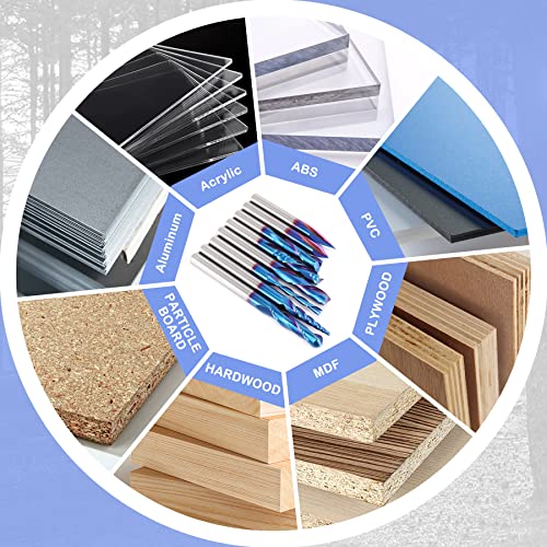 HQMaster CNC Router Bits 1/4 Inch Shank Carving Bit 8 Pcs Set for Wood Detail Profile V Groove Engraving Solid Carbide CNC Router Bit Collection HQMaster