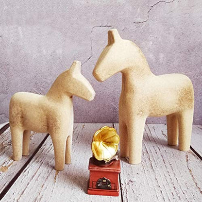 EXCEART Unfinished Wood Animal Ornament Blank Wood Horse Peg Doll Figure Cutout Table Statue Model Desktop Centerpiece for Kids DIY Painting Home - WoodArtSupply