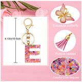 TTYY Initial Letter Keychain for Women Gift for Young Teenage Girl Gifts for Christmas to Mom Daughter Pink tassel (pink snow LetterE) TTYY