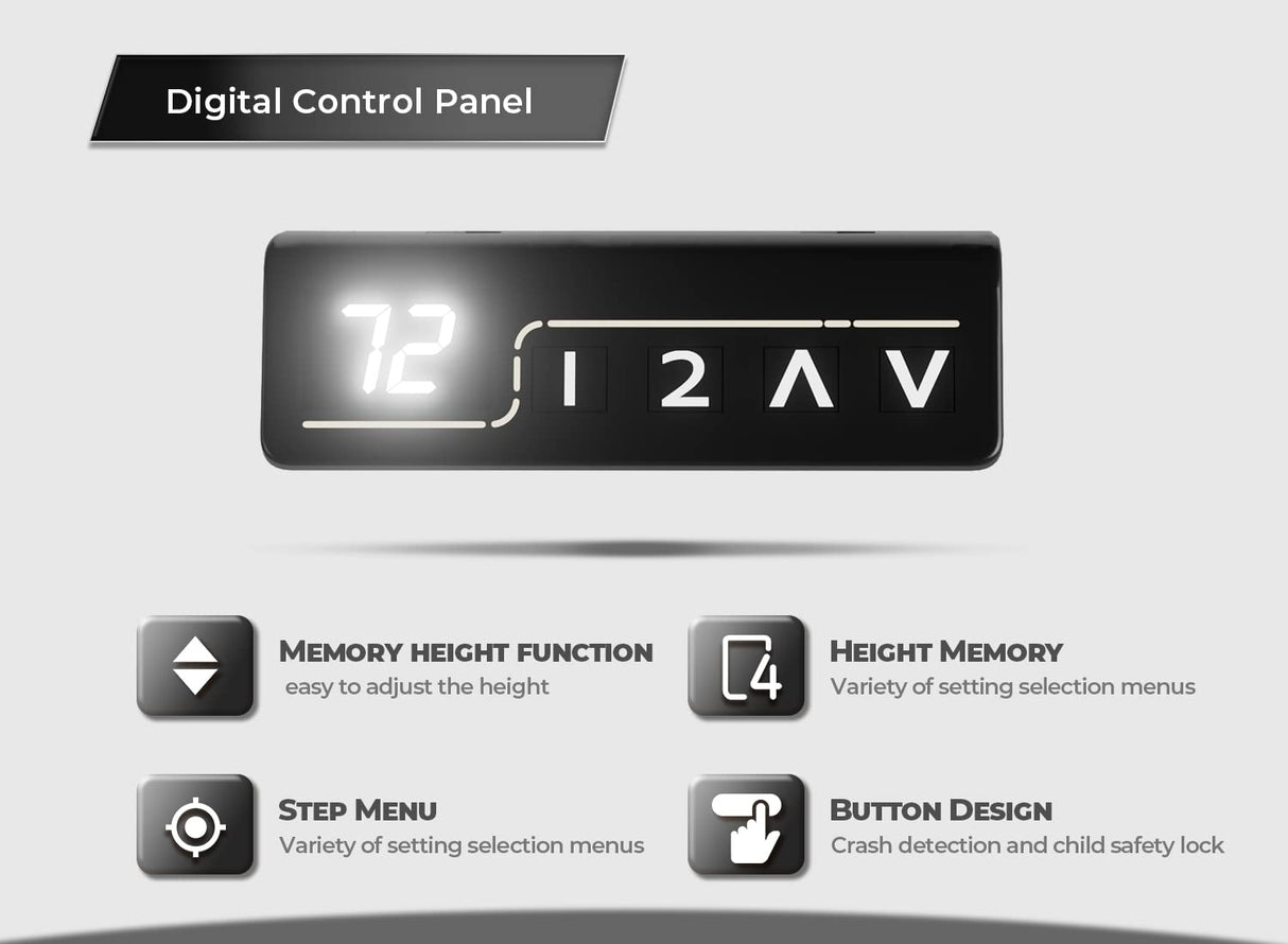 Furniwell Electric Height Adjustable Standing Desk Large Sit Stand up Desk Home Office Computer Desk 55 x 24 Inches Lift Table with T-Shaped Metal Furniwell