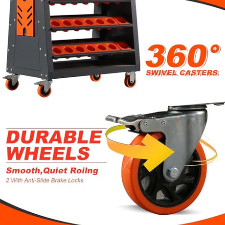 CAT40 CNC Tool Cart-100 Cap, 5-Tier CNC Rolling Carts with Wheels，40 Taper Tool Holder, CNC Mobile Tool Holder, CNC Tool Organizer, CAT 40 Tool LYREIGN