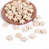 ccHuDE 100 Pcs Star Shape Natural Wood Beads Unfinished Wooden Loose Beads Spacer Beads with Hole for Craft Jewelry Making ccHuDE