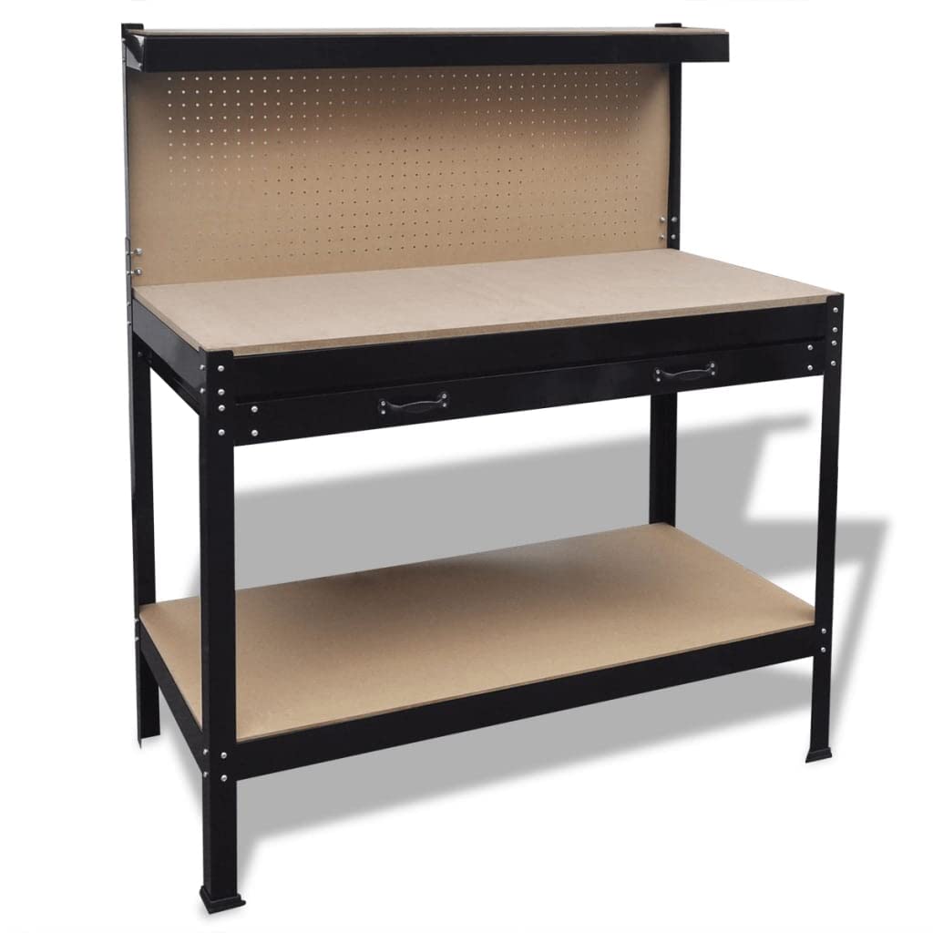 GOLINPEILO Workbench with a Large Drawer and a Pegboard, Garage Worktable Heavy-Duty Workstation for Workshop, Garage, Office, Home 45.3" x 21.7" x GOLINPEILO