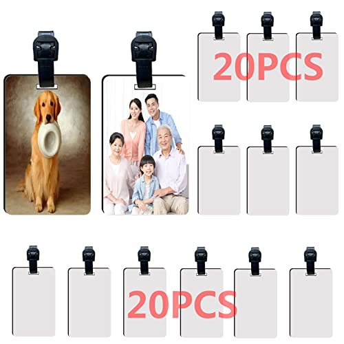 20 pcs Sublimation Luggage tag Blanks with Strap MDF White Blank Travel Bag Baggage Tags Double Sided Suitcase Label Tag with Slots Sublimation Bag - WoodArtSupply