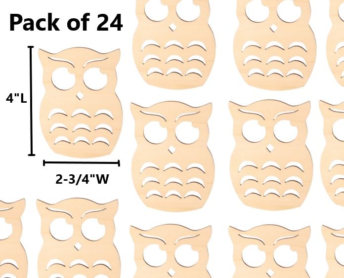 Factory Direct Craft Pack of 24 Unfinished Wood Owl Cutouts - Thanksgiving Halloween Owl Wooden Shapes for Fall Crafts and Autumn Decorations - Made Factory Direct Craft