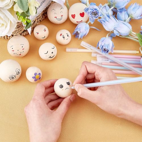 PH PandaHall 12pcs Large Wooden Balls 35/40/50mm Wood Balls Undrilled Wooden Beads Unfinished Natural Wooden Craft Ball for Christmas Tree Wreath