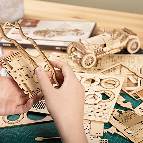 ROKR Model Car Kits Wooden 3D Puzzles Model Building Kits for Adults to Build-Educational Brain Teaser Assembly Model, Desk Decor/DIY Hobbies/Gifts ROKR