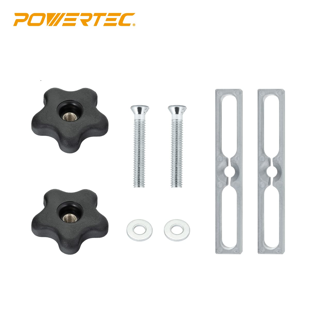 POWERTEC 71642 Miter Slot Hardware Kit (Slot Bars, Knobs, Screws, Washers) POWERTEC