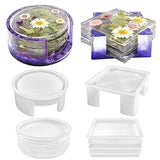RESINWORLD Resin Coaster Molds Set, Upgrade 10 pcs Silicone Coaster Molds Kit Storage Box Mold for Resin Casting, Square Round Coaster Epoxy Resin ResinWorld