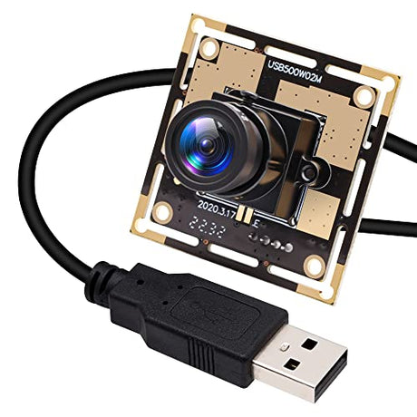 ELP 5mp HD USB Camera Module for Computer Mini UVC USB2.0 Video Embedded Webcam Board with 2.8mm Lens OV5640 Laser Engraver Lightburn Camera,3.3ft/1m ELP