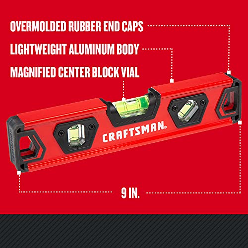 CRAFTSMAN Torpedo Level, 9 Inch, With Shock Absorbing End Caps (CMHT82390) - WoodArtSupply