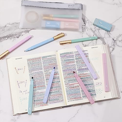 Mr. Pen- Aesthetic Highlighters and Pens No Bleed, 12 Pack, Morandi Color Bible Highlighters for Bibles, Bible Pens Mr. Pen