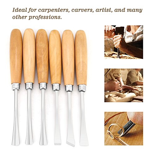 6pcs Professional Wood Carving Hand Chisels Set DIY Woodworking Sculpting Tools Carving chisel Round chisel ASHATA
