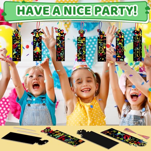 ZMLM Animal Scratch Bookmark for Kids: 70 Pcs 14 Style Magic Scratch Rainbow Bookmarks Making Kit for Girl Boy Party Favor Classroom Activity DIY ZMLM