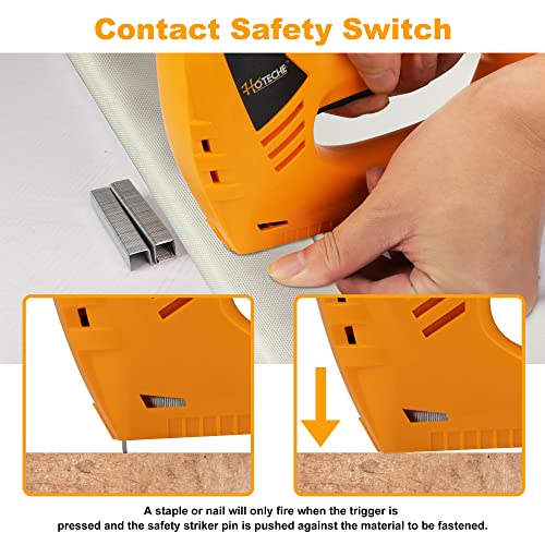 Hoteche Electric Brad Nailer/Stapler - 2-in-1 Power Staple Gun & Nail Gun for Woodworking & Upholstery - Includes 100Pcs 19/32-Inch Brad Nails & Hoteche