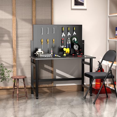 NICOMOW Heavy-Duty Wall-Mounted Workbench,Work Bench Table for Foldable,Work Benches for Garage,Utility Room,Warehouse;Folding Workbench of MDF NICOMOW