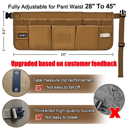 Waist Tool Belts with 13 Pockets,Waxed Canvas Tool Apron,Nail Apron,Woodworking Pouch for Men and Women,Adjustable Length from 28 to 45 Inches