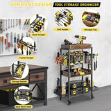 Power Tool Organizer Garage Storage Organization Shelving Tool Holder Drill Rack Shelf Rolling Cart Open Tool Chest Cabinet Box Organizer with Wheels Olakee