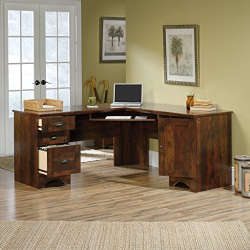 Sauder Harbor View Corner Computer Desk, Curado Cherry finish Sauder