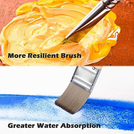 Acrylic Paint Brush Set, Golden Maple 25 PCS Paint Brushes for Acrylic Painting Oil Watercolor & Canvas,Enhanced Synthetic Brush Set with Cloth Roll golden maple