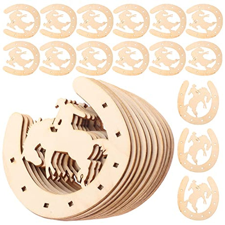 Wood Horseshoe Cutouts 48pcs Wood Discs Slices Horseshoe Shape Unfinished Wooden Cutouts for Christmas Craft DIY Home Decoration Wood Horseshoe EXCEART