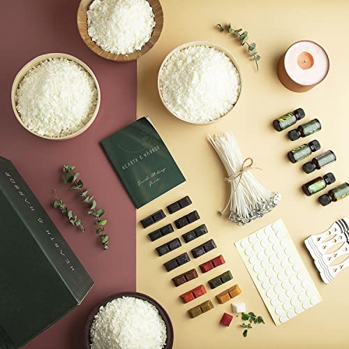 Hearth & Harbor Soy Candle Wax Flakes - Natural Soy Wax for Candle Making Premium 10 lb Bag, 50 Cotton Candle Wicks, 50 Wick Stickers, & 4 Centering Hearth & Harbor