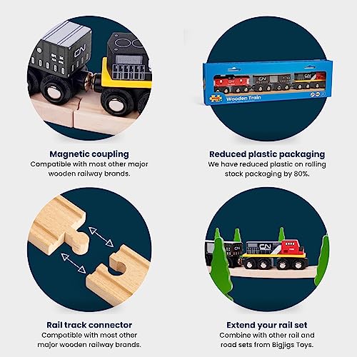 Bigjigs Rail CN Train - Other Major Wooden Rail Brands are Compatible Bigjigs Rail
