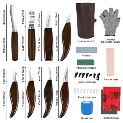 Wood Whittling Kit-Wood Carving Tools Kit with 8 pcs Whittling Knife-Widdling Kit for Spoon, Bowl Or Woodwork-Woodworking Kit Gifts for Men-Wood - WoodArtSupply