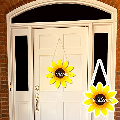 4 Pieces Unfinished Sunflower Wood Cutout Wooden Sunflower Hanging Decor Rustic Sunflower Door Hanger DIY Flower Welcome Sign with Rope for Art Jetec